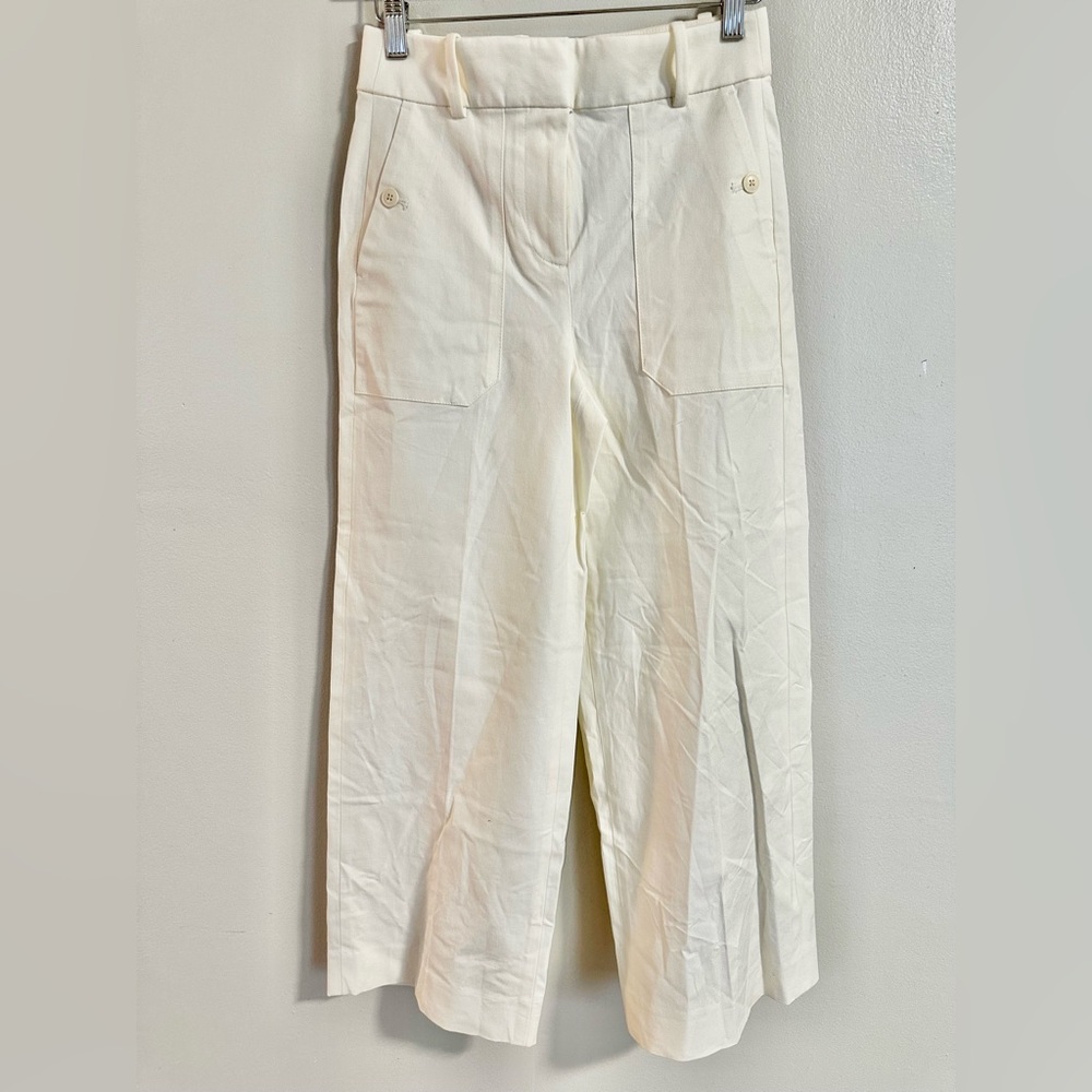 J. Crew Sydney wide-leg pant in bi-stretch cotton blend in Ivory size 0. NWT - Picture 5 of 11